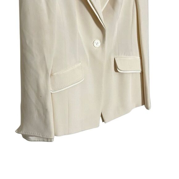 Sutton Studio Silk Single Button Collared Lined Lightweight Blazer Ivory Size 2P - Picture 5 of 13